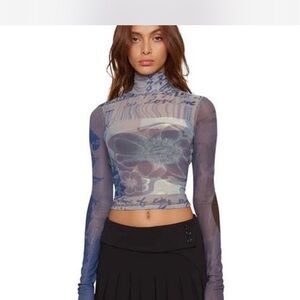 Danielle Guizio Purple Nylon Turtleneck